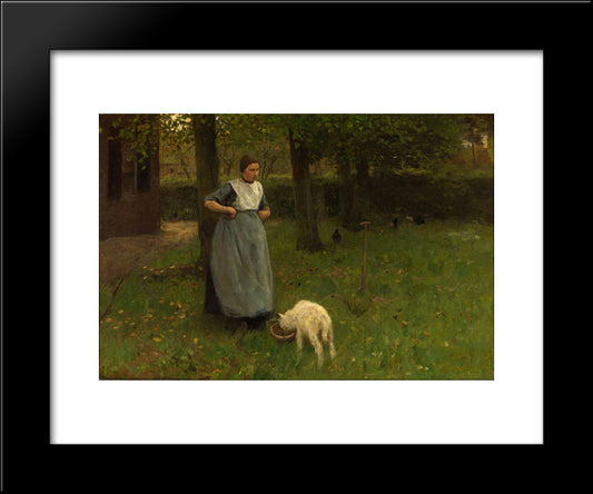 Woman From Laren With Lamb 20x24 Black Modern Wood Framed Art Print Poster by Mauve, Anton