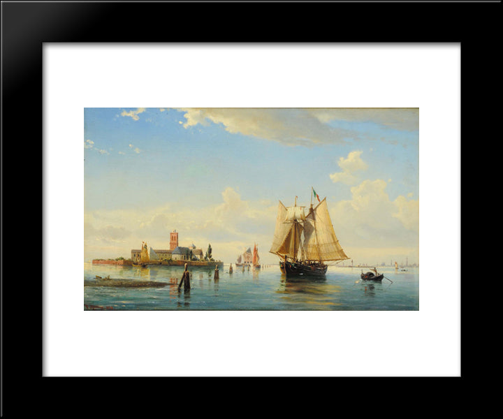 Laguna Di Venezia 20x24 Black Modern Wood Framed Art Print Poster by Melbye, Anton