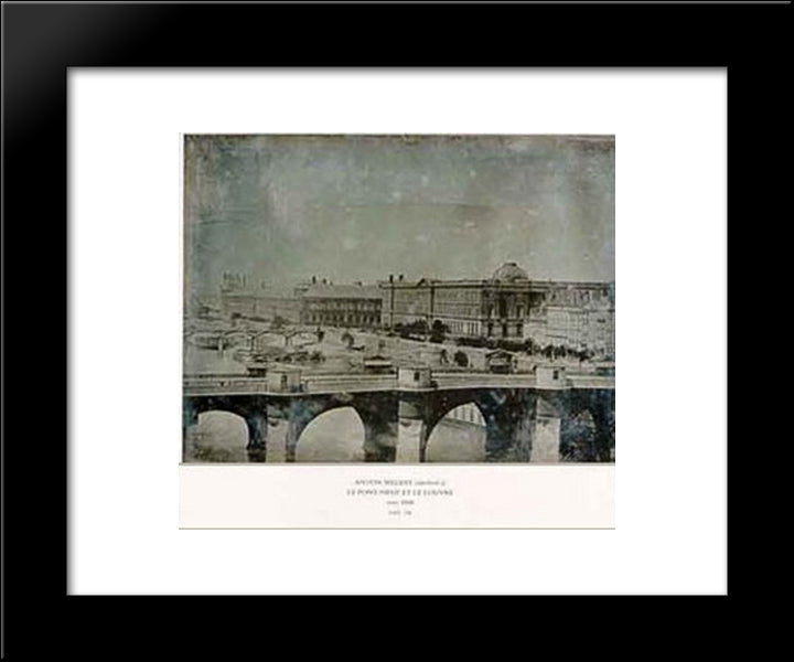 Le Pont Neuf (Daguerreotype) 20x24 Black Modern Wood Framed Art Print Poster by Melbye, Anton