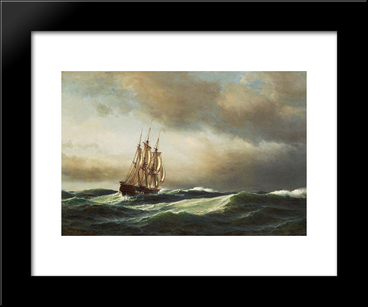 View Of The Adriatic 20x24 Black Modern Wood Framed Art Print Poster by Melbye, Anton