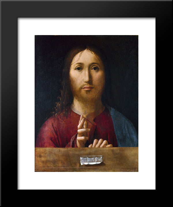 Christ Blessing 20x24 Black Modern Wood Framed Art Print Poster by Messina, Antonello da