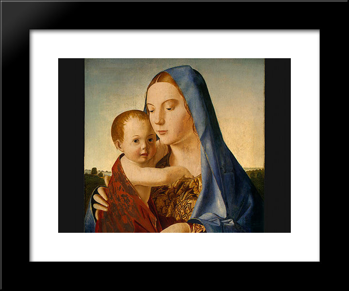 Madonna And Child 20x24 Black Modern Wood Framed Art Print Poster by Messina, Antonello da