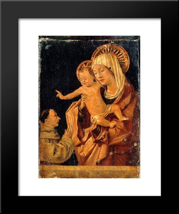 Madonna And Child With A Praying Franciscan Donor 20x24 Black Modern Wood Framed Art Print Poster by Messina, Antonello da