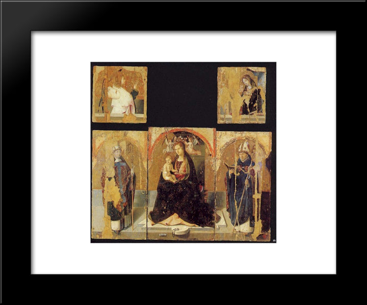 Polyptych With St. Gregory 20x24 Black Modern Wood Framed Art Print Poster by Messina, Antonello da