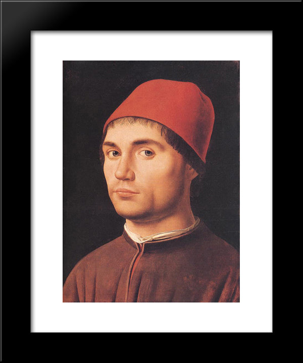 Portrait Of A Man 20x24 Black Modern Wood Framed Art Print Poster by Messina, Antonello da