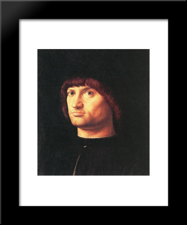 Portrait Of A Man (The Condottiero) 20x24 Black Modern Wood Framed Art Print Poster by Messina, Antonello da
