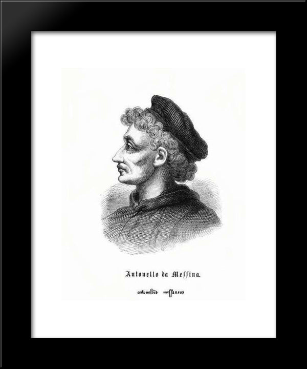 Self-Portrait 20x24 Black Modern Wood Framed Art Print Poster by Messina, Antonello da