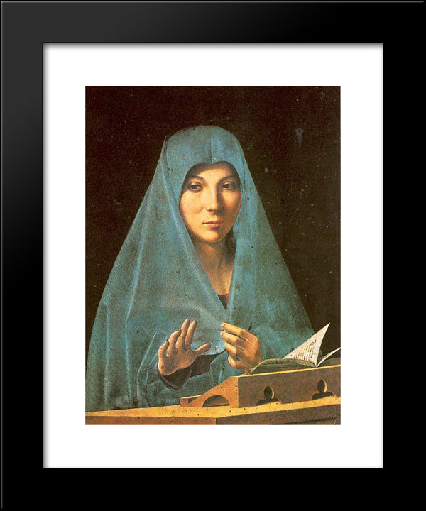 Virgin Annunciate 20x24 Black Modern Wood Framed Art Print Poster by Messina, Antonello da
