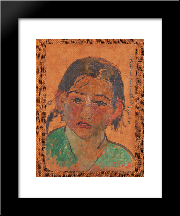 Fanciulla Con La Bocca Rossa 20x24 Black Modern Wood Framed Art Print Poster by Raphael, Antonietta