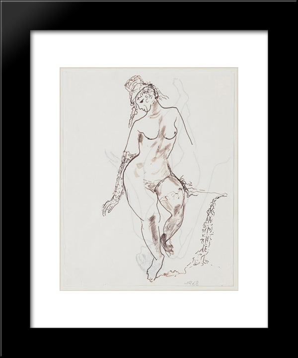 Figura Femminile 20x24 Black Modern Wood Framed Art Print Poster by Raphael, Antonietta