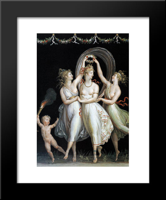 The Three Graces Dancing 20x24 Black Modern Wood Framed Art Print Poster by Canova, Antonio