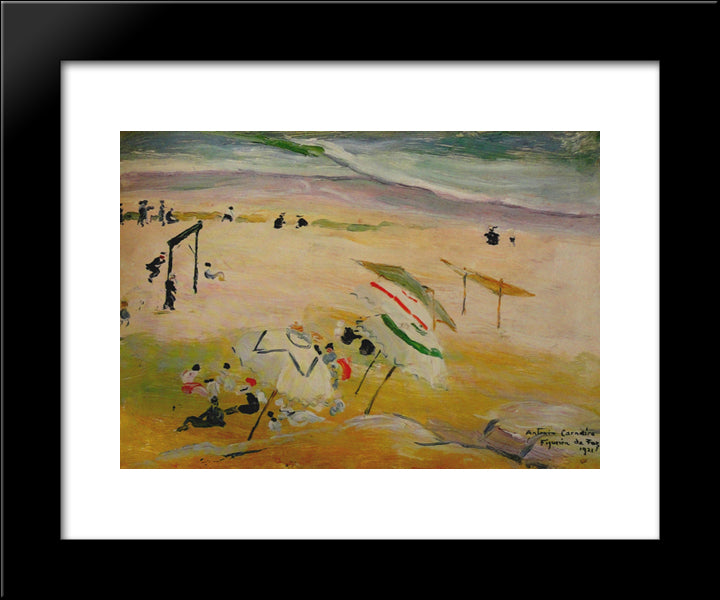 Praia Da Figueira Da Foz 20x24 Black Modern Wood Framed Art Print Poster by Carneiro, Antonio