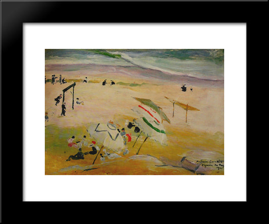 Praia Da Figueira Da Foz 20x24 Black Modern Wood Framed Art Print Poster by Carneiro, Antonio