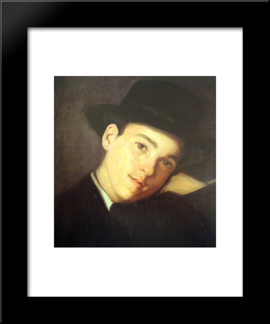 Retrato De Claudio Carneiro, De Chapeu 20x24 Black Modern Wood Framed Art Print Poster by Carneiro, Antonio