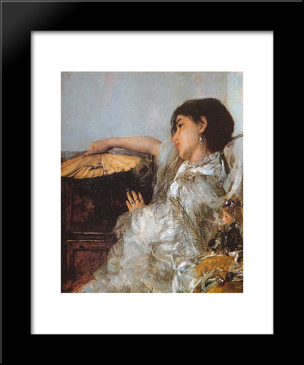 Le Due Bambole 20x24 Black Modern Wood Framed Art Print Poster by Mancini, Antonio