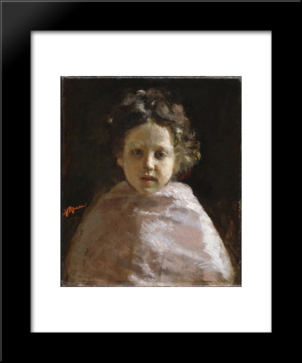 Portrait Of A Child 20x24 Black Modern Wood Framed Art Print Poster by Mancini, Antonio