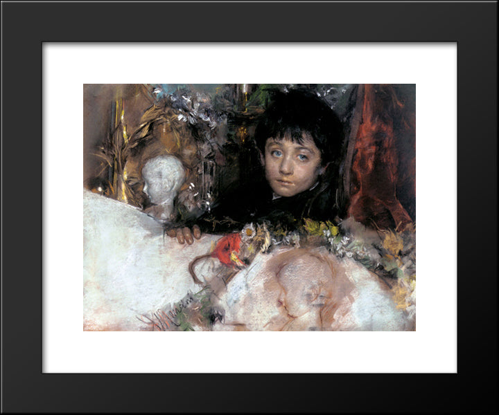 Portrait Of A Young Boy 20x24 Black Modern Wood Framed Art Print Poster by Mancini, Antonio
