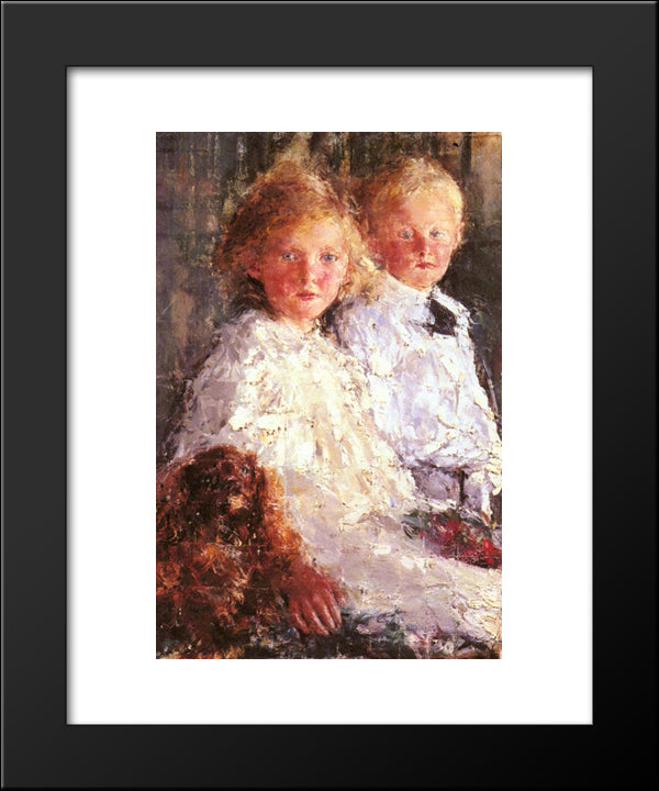 Portrait Of Elizabeth And Charles Williamson With Their Pet Dog 20x24 Black Modern Wood Framed Art Print Poster by Mancini, Antonio