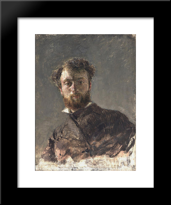 Self-Portrait 20x24 Black Modern Wood Framed Art Print Poster by Mancini, Antonio