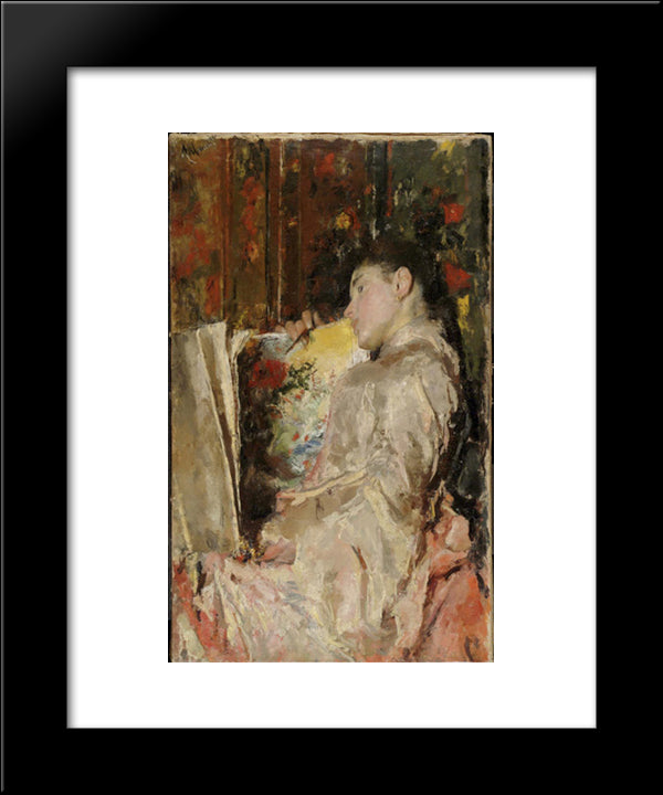 Woman With An Album 20x24 Black Modern Wood Framed Art Print Poster by Mancini, Antonio
