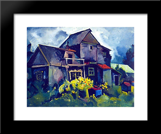 Country House. Village Zyuzino 20x24 Black Modern Wood Framed Art Print Poster by Lentulov, Aristarkh