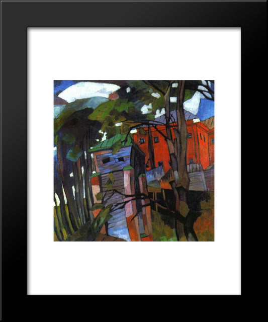 Landscape With A Red House 20x24 Black Modern Wood Framed Art Print Poster by Lentulov, Aristarkh