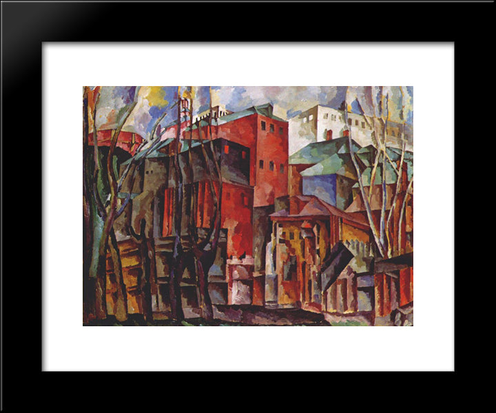 Landscape With Dry Trees And Tall Buildings 20x24 Black Modern Wood Framed Art Print Poster by Lentulov, Aristarkh