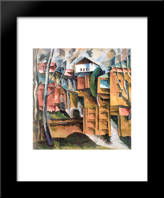 Landscape With White House And The Yellow Gate 20x24 Black Modern Wood Framed Art Print Poster by Lentulov, Aristarkh