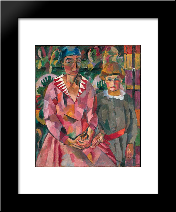 Portrait Of Artist'S Wife And Daughter 20x24 Black Modern Wood Framed Art Print Poster by Lentulov, Aristarkh