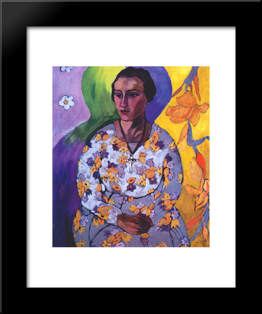 Portrait Of N. Svendonskaya 20x24 Black Modern Wood Framed Art Print Poster by Lentulov, Aristarkh