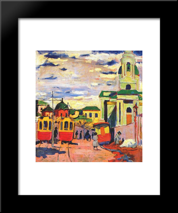 Street, Moscow 20x24 Black Modern Wood Framed Art Print Poster by Lentulov, Aristarkh