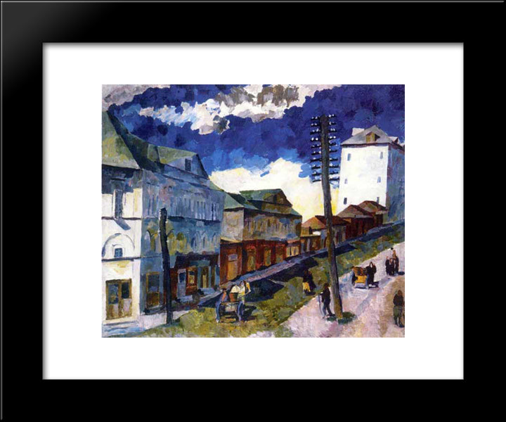 Street In Sergiev Posad 20x24 Black Modern Wood Framed Art Print Poster by Lentulov, Aristarkh