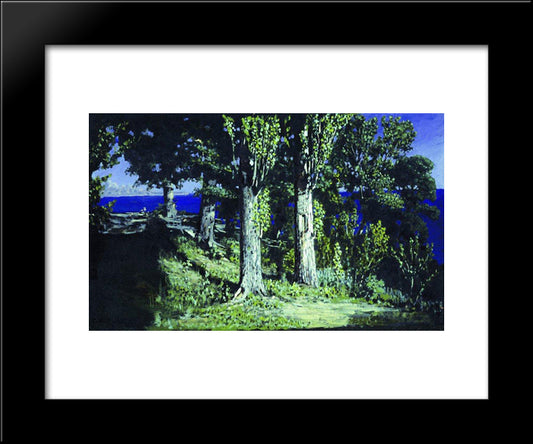 Cypresses On A Seashore. The Crimea 20x24 Black Modern Wood Framed Art Print Poster by Kuindzhi, Arkhip