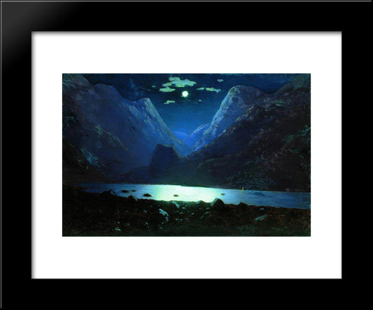 Daryal Pass. Moonlight Night 20x24 Black Modern Wood Framed Art Print Poster by Kuindzhi, Arkhip