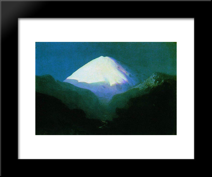 Elbrus. Moonlit Night 20x24 Black Modern Wood Framed Art Print Poster by Kuindzhi, Arkhip