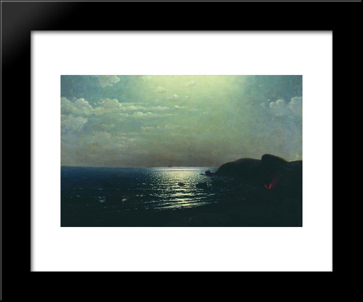 Fishing On The Black Sea 20x24 Black Modern Wood Framed Art Print Poster by Kuindzhi, Arkhip