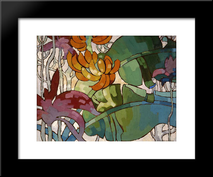 Hawaiian Flowers 20x24 Black Modern Wood Framed Art Print Poster by Manookian, Arman