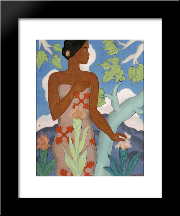 Hawaiian Woman 20x24 Black Modern Wood Framed Art Print Poster by Manookian, Arman