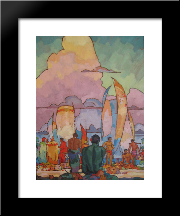 Hawaiians 20x24 Black Modern Wood Framed Art Print Poster by Manookian, Arman