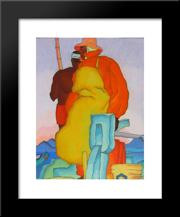 Polynesian Fishermen 20x24 Black Modern Wood Framed Art Print Poster by Manookian, Arman