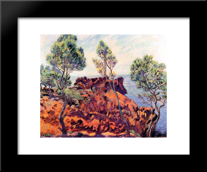 Agay, Les Roches Rouges 20x24 Black Modern Wood Framed Art Print Poster by Guillaumin, Armand