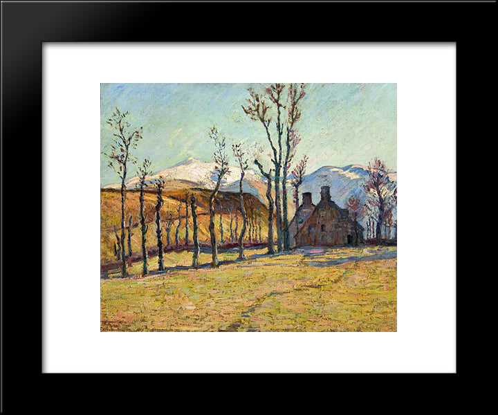 Cottages In A Landscape 20x24 Black Modern Wood Framed Art Print Poster by Guillaumin, Armand