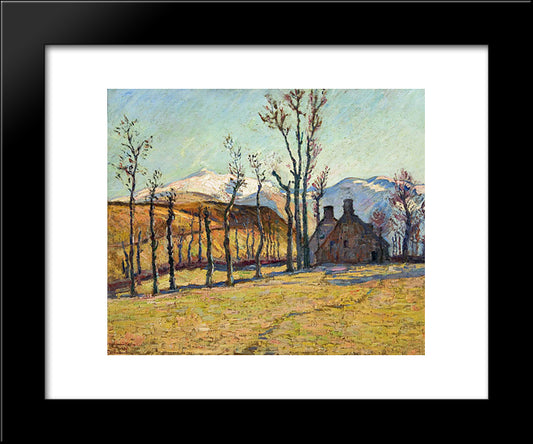 Cottages In A Landscape 20x24 Black Modern Wood Framed Art Print Poster by Guillaumin, Armand