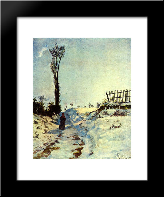 Hollow In The Snow 20x24 Black Modern Wood Framed Art Print Poster by Guillaumin, Armand