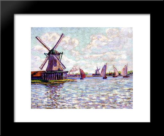 Moulins En Hollandee 20x24 Black Modern Wood Framed Art Print Poster by Guillaumin, Armand