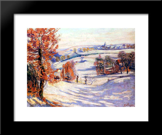 Neige A Crozant 20x24 Black Modern Wood Framed Art Print Poster by Guillaumin, Armand