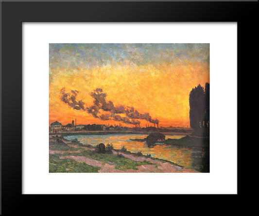 Sunset At Ivry (Soleil Couchant A Ivry) 20x24 Black Modern Wood Framed Art Print Poster by Guillaumin, Armand