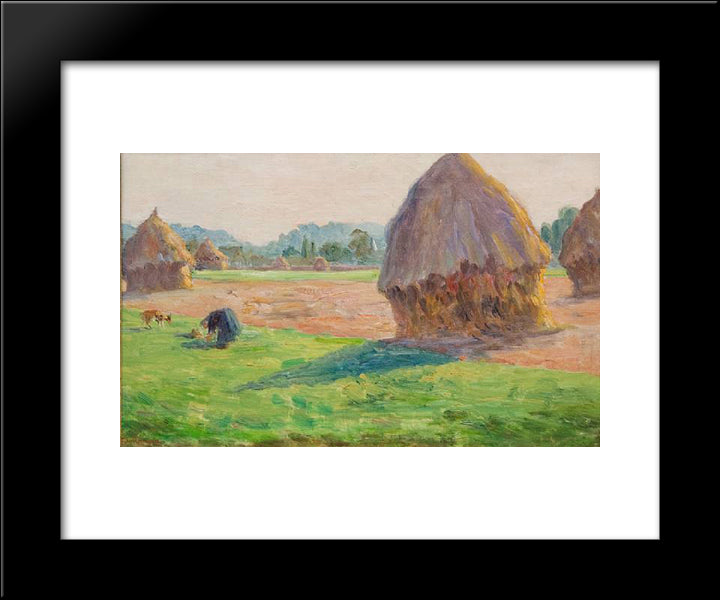 The Haystacks 20x24 Black Modern Wood Framed Art Print Poster by Guillaumin, Armand