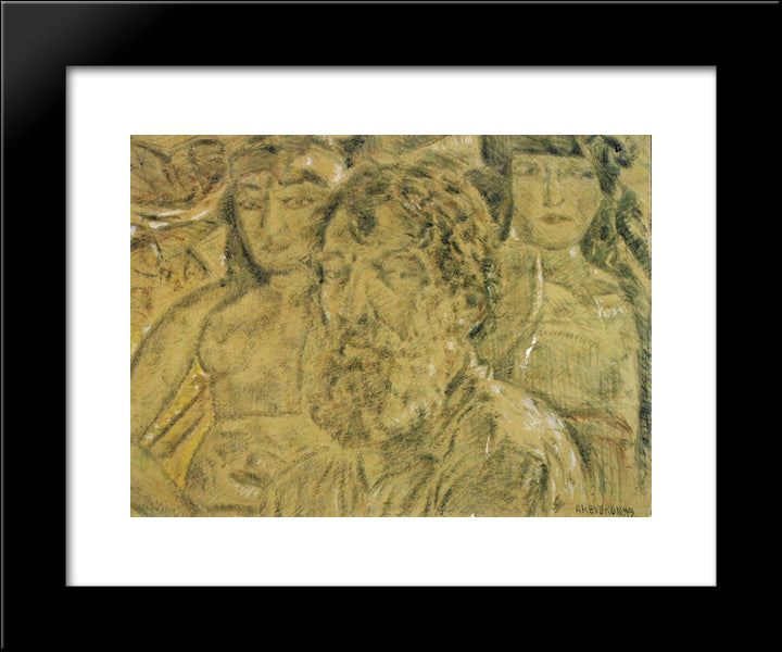 Self-Portrait With Dolls And Beard 20x24 Black Modern Wood Framed Art Print Poster by Reveron, Armando