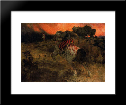 Astolf Rides Away With His Head Lost 20x24 Black Modern Wood Framed Art Print Poster by Bocklin, Arnold